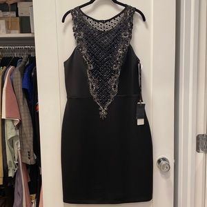 NWT Sue Wong Embroidered Illusion Bateau Dress 14